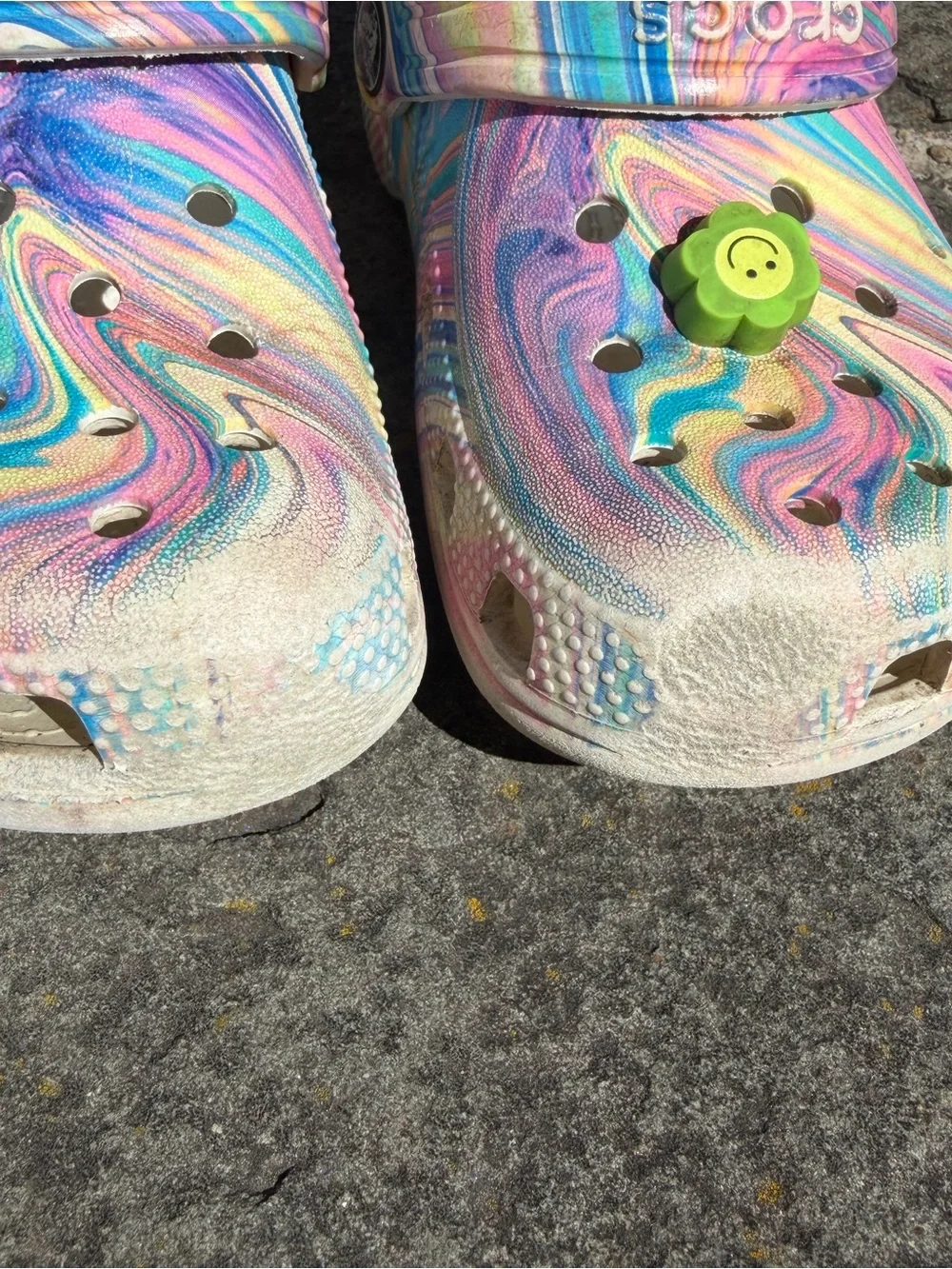 CROCS Kids Classic Clog in Pastel Rainbow Swirl